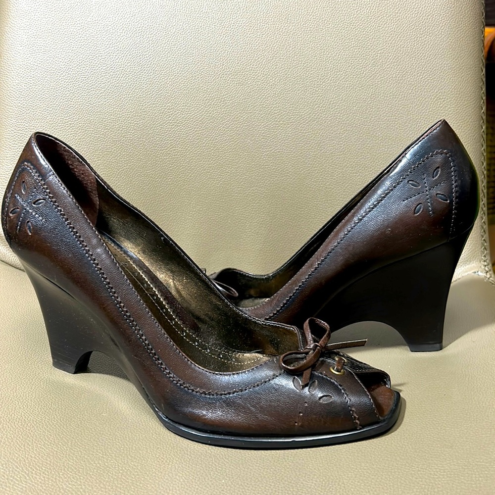 Genuine leather Franco Sarto wedges, Sz 8